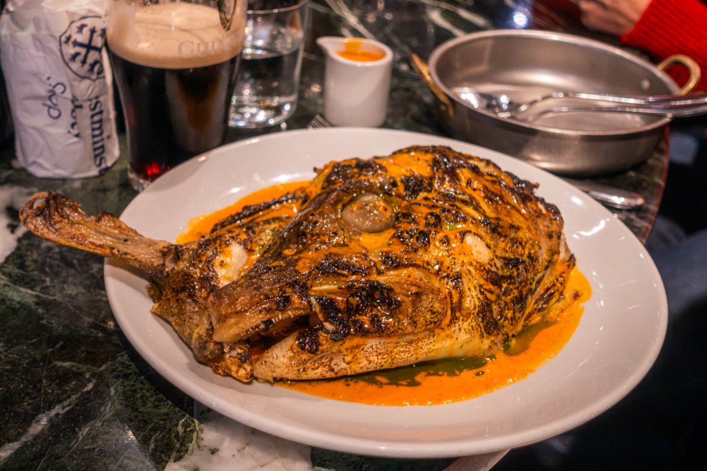 Smoked cod’s head. Fallow sriracha sauce.